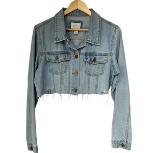 Forever 21 Essential Denim Cropped Trucker Jean Jacket, Large